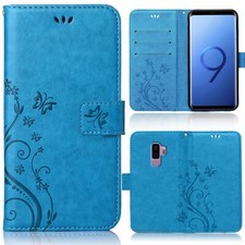 Handy Tasche für Samsung Galaxy S9 Plus Schutz Hülle Blumen Flip Case Cover Etui