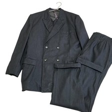80er 90er Anzug Setup Zweireiher Grau Größe M-L