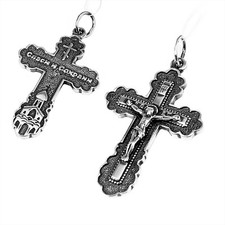 Kettenanhänger Jesus Kreuz 925 Silber Orthodoxe Anhänger Glaubenssymbol K01