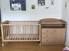 kinderbett 70x140 Pinolino Modell Björn Buche klar lackiert +Wickelkommode