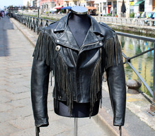 Herren lederjacke biker vintage Schott perfecto mit fransen Größe 44 Us (L/XL)