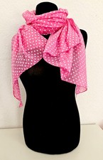 Blogger Italy Schal Halstuch Seide/BW asymetrisch mittelgroße Punkte helles Pink