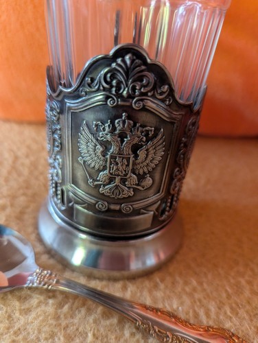 Russisches teeglas mit löffel - russisches,