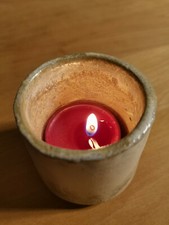 Teelichthalter Kerzenhalter Tollwood Keramik getöpfert beige 