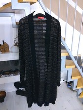 Laura Biagiotti ROMA Lange Strick Jacke Schwarz Gold Gr46 Alpaka Mohair mischung