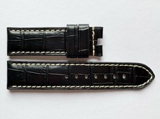 Uhrenarmband passend Panerai Faltschliesse 22, 24mm schwarz braun Krokostil / 33