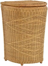 Edle Rattan Wäschetonne Wäschekorb mit Deckel mit Inlett Wäschesammler (Honig)