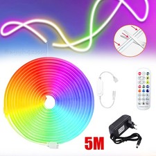 5M Neon LED Strip Streifen RGB Flex Schlauch diffus Lichtband Dimmbar APP NEU