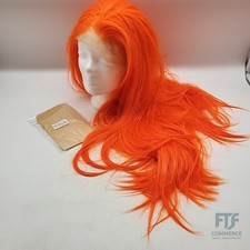 Hellorange Lace-Front Perücke, lang, glatt, synthetisch, Cosplay, Damen, hitzebe
