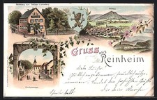 Lithographie Reinheim / Odenwald, Gasthaus zum Schloss Lichtenberg, Kirchstrass 