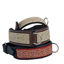 Hundehalsband Breit Galax Schwarz Braun Rot  M L XL  Leder Halsband Hoher Zug