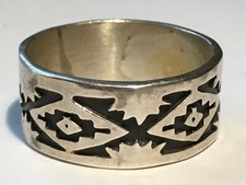 Schöner Silberring Motivring m Aztekenmuster Sterling  Indianerschmuck
