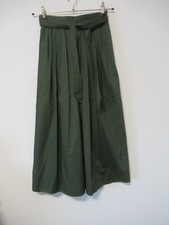 223/11 Hallhuber Damen Rock Gr. 34 grün Midi Falten Bindegürtel Taschen Midirock