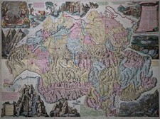 Schweiz - Nova Helvetiae tabula - Scheuchzer 1712 -Huge, rare map of Switzerland