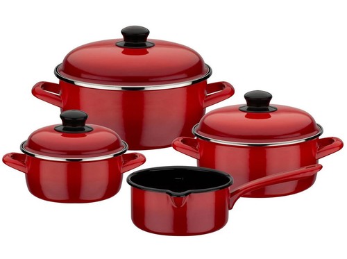 Kochtopf set red - red, 7-tlg