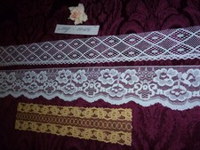 3 Dederon Spitzen alte DDR Spitzen Nähen Verzierungen  Künstlerbedarf unbenutzt