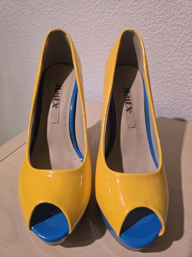 High heel lack - heel,, gelb-blau