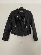 Jacke, Bikerstil, Damen, Lederimitat, Farbe: schwarz, Gr. 42