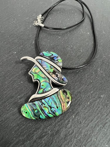 Abalone anhänger lady mit hut - anhänger,