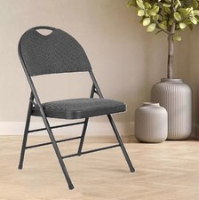 Hochwertige Rückenlehne Metall gepolstert stark robust Stoff schwarz Klappstuhl