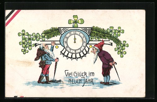 Zwerge neben einer uhr - zwerge, zu