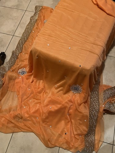Saree orange rose bollywood - saree,