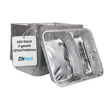 Aluschale 1020 G zweigeteilt 100 Stück 227x177x39mm tief Assiette Take Away 