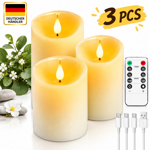 3er set led - kerzen, flammenlos