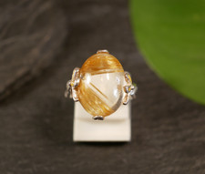 Wunderbarer 925 Sterling Silber Ring Email Blüten Rulit Quarz David Sigal