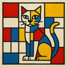 Katze Bild Mondrian Stil