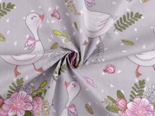 Baumwollstoff Enten grau