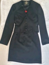 ZOO England Etuikleid Kostüm Gr 36 schwarz-rot Rock und Blazer Zweiteiler schick
