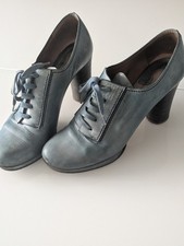 Chloe Oxford Pumps Leder Blaugrau Größe 41 Blockabsatz High Heels