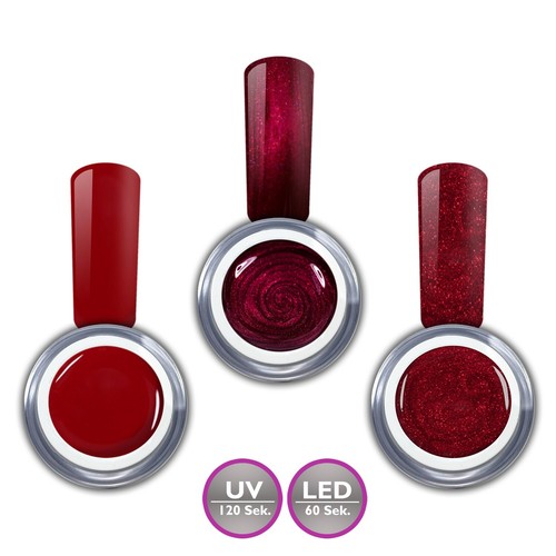 Farbgel set rot glitter - set,