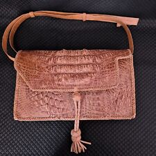 True Vintage Echtleder Tasche Umhangtasche Hornback hellbraun RAR 60er Handmade