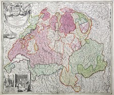 Schweiz Original Kupferstich Landkarte Homann Erben 1732