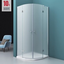 Duschkabine 90x90 80x80 viertelkreis Runddusche Satiniert Milchglas ESG NANO R02