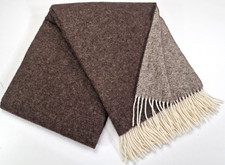 Wolldecke 100% Schurwolle Wohndecke Plaid Decke 140x200cm Braun-Weiß