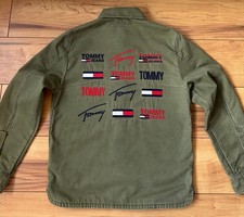 100%ORIGINAL TOMMY HILFIGER MILITARY HEMD LOGOS JACKE GR.S GRÜN