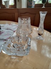 Zwei alte Vasen Aschenbecher Bleikristall Schleuderstern Schliff