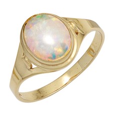 Damenring  333 Gold mit Opal Goldring 12 mm breit