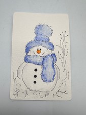 Weihnachtskarte Aquarell handgemalt - Schneemann