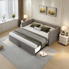 Polsterbett 90/180x200 cm,Schlafsofa,ausklappbar,Tagesbett mit Lattenrost Samt