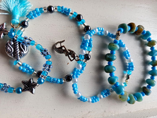 Perlenarmband set blau mit - perlenarmband-set,