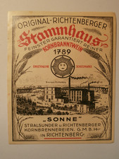Original- Kornbranntwein Brennerei Richtenberg i. Mecklenburg , altes Etikett !!