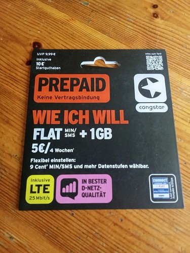 Congstar prepaid simkarte pre - simkarte,
