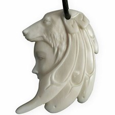 Anhänger Büffelknochen Kettenanhänger Wolf Amulett Indianer Schmuck Talisman