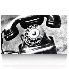 Leinwand Bild Retro Telefon Schwarz Weiß Wandbilder XXL Wohnzimmer Deko 1779A