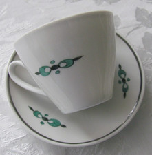 Moccatasse mit Unterteller Sammeltasse  Vogelmotiv Lichte Porzellan 70er Jahre