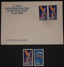 DDR-Briefmarken, FDC und kpl.Satz: „WM Kunstflug“, 1968, Mi.1391-92.#78